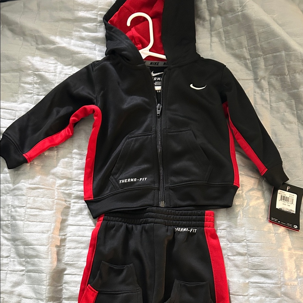 Nike Black and Red Kids' Therma-Fit Set
